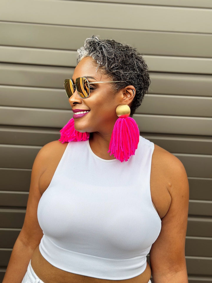 Cloud Yarn Tassel Earrings - Trufacebygrace