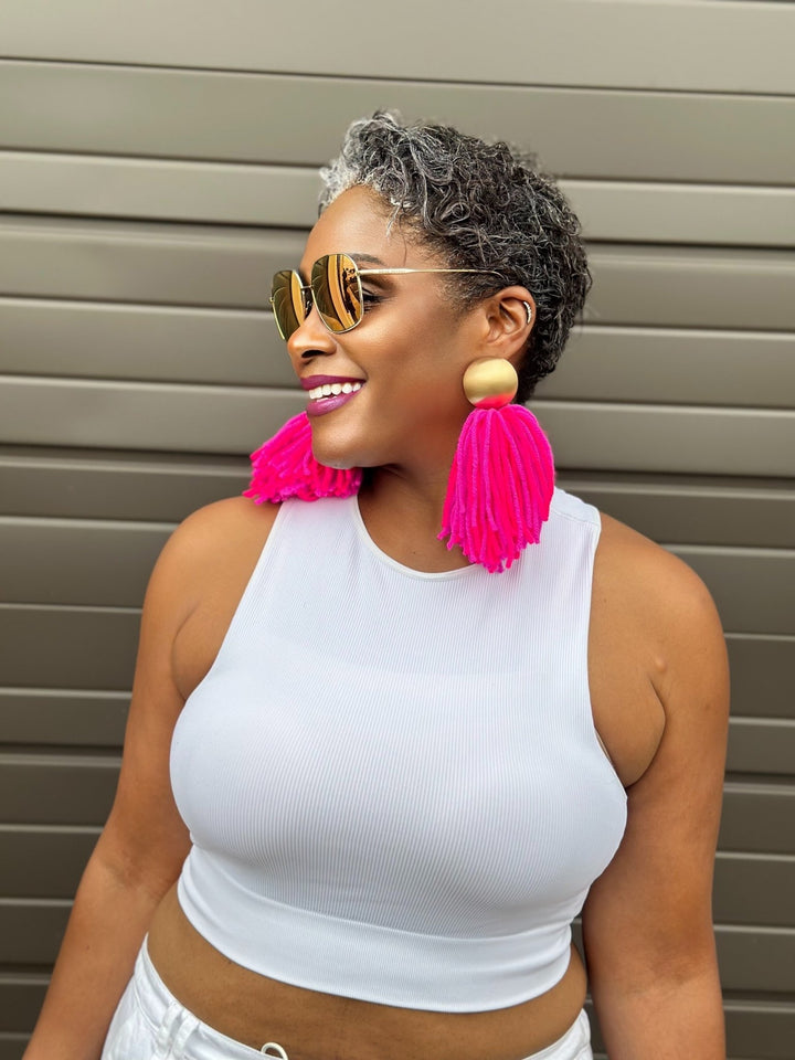 Cloud Yarn Tassel Earrings - Trufacebygrace