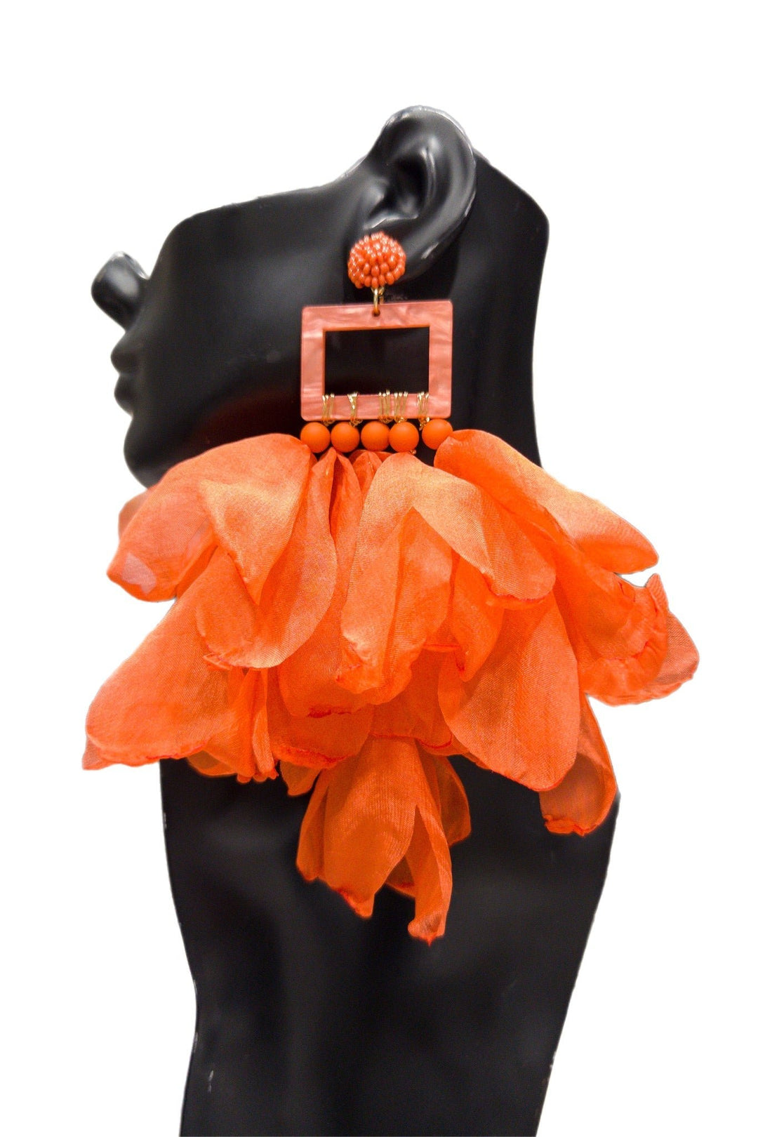 Coral Nonso Square top flower petal earrings - Trufacebygrace