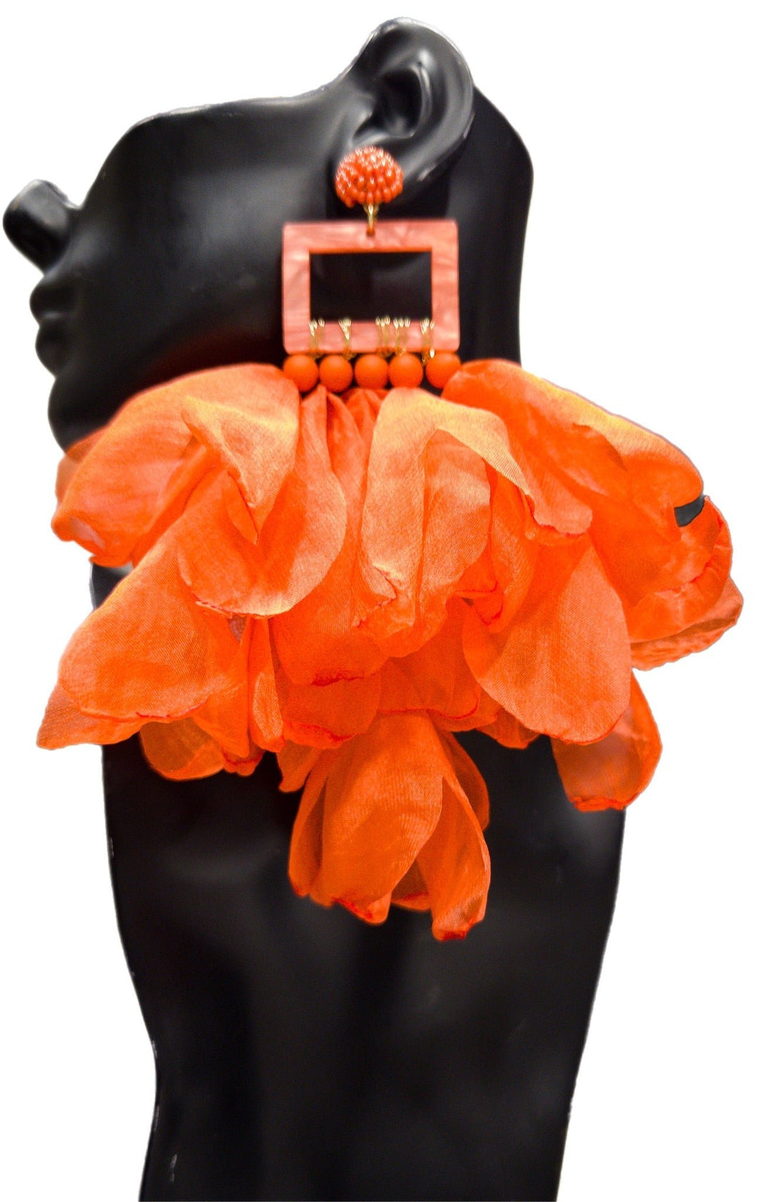 Coral Nonso Square top flower petal earrings - Trufacebygrace