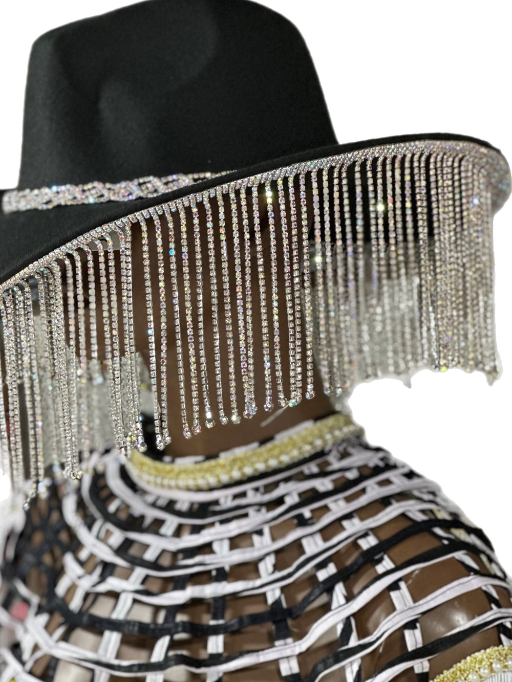 Cowboy and Rhinestone fringe hat - Trufacebygrace