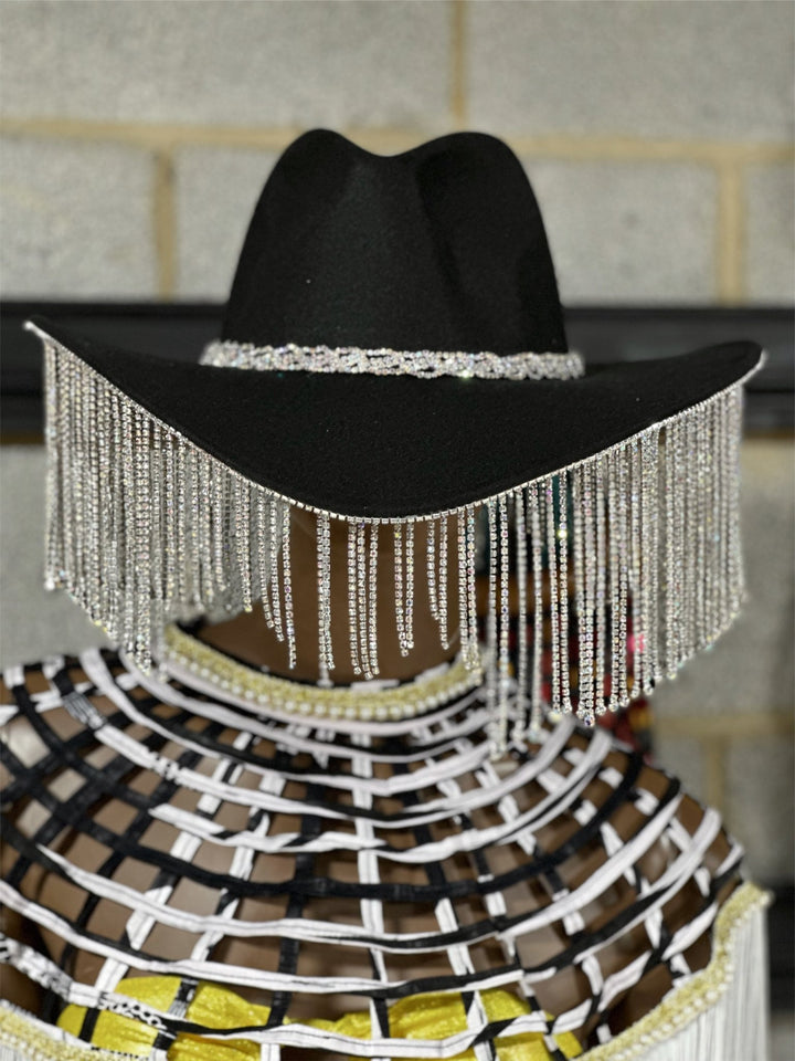 Cowboy and Rhinestone fringe hat - Trufacebygrace