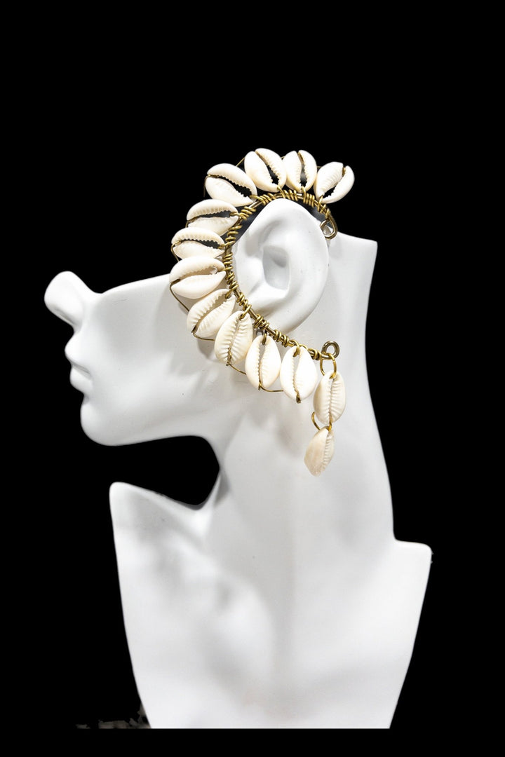 Cowrie/cowrie Shell Ear Cuff with pendant - Trufacebygrace