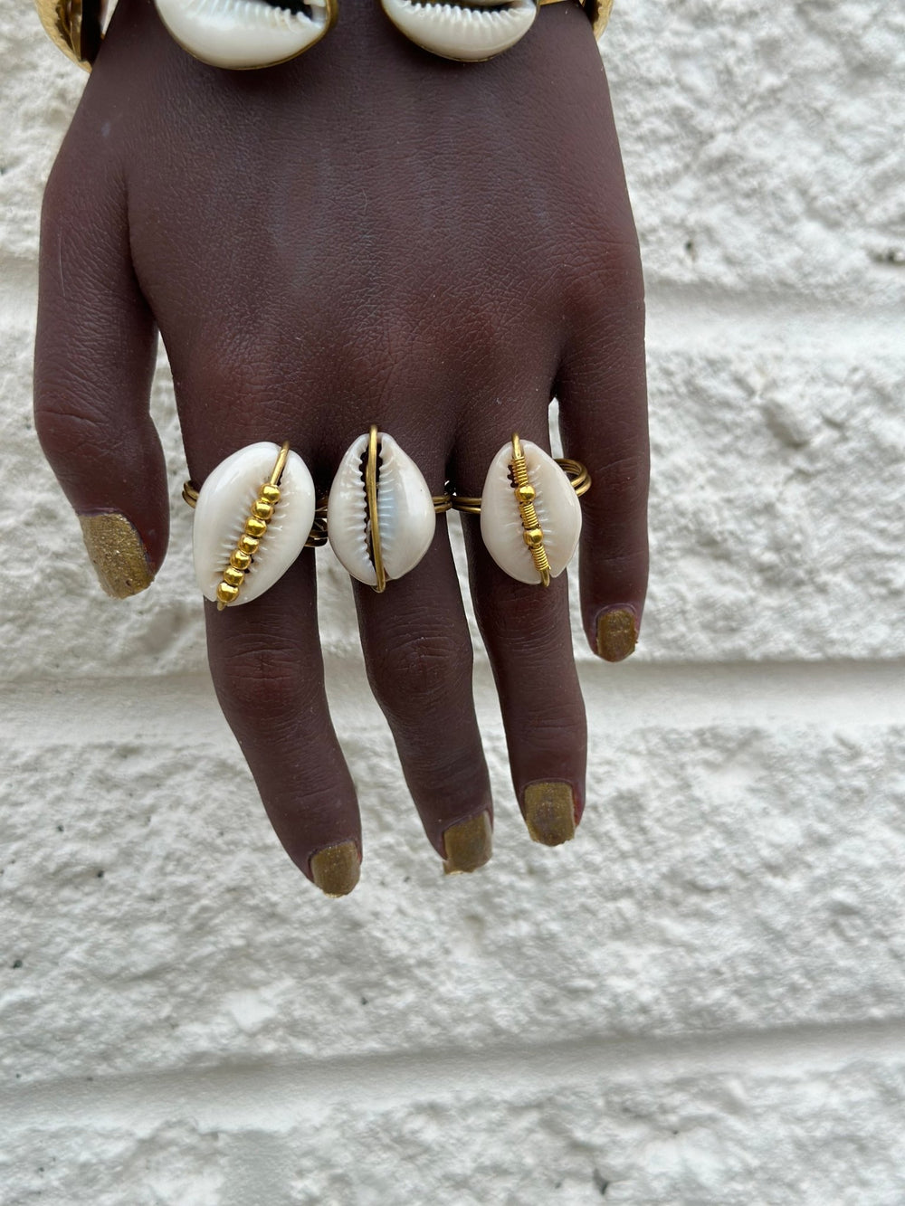 Cowry shell and Brass adjustable Ring - Trufacebygrace