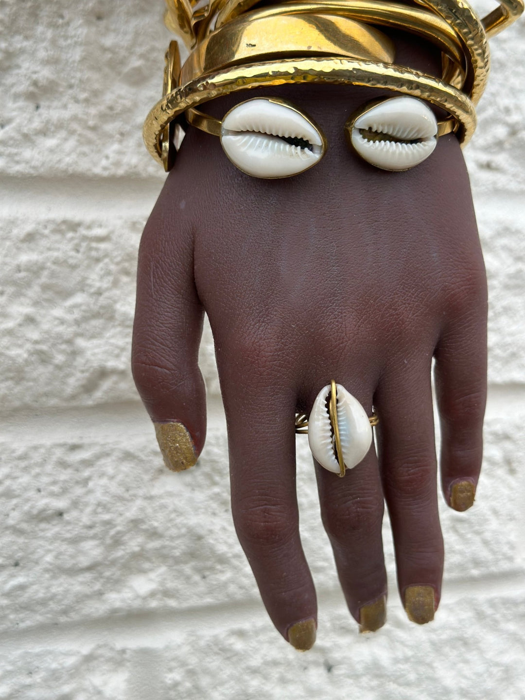 Cowry shell and Brass adjustable Ring - Trufacebygrace