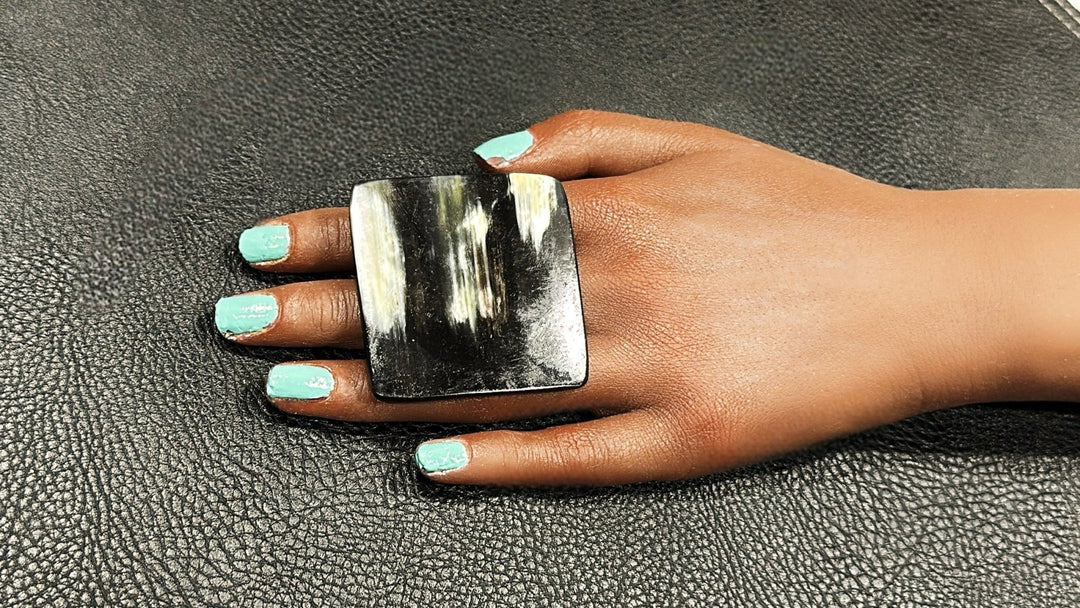 Dark Square Horn Ring Oversized - Trufacebygrace