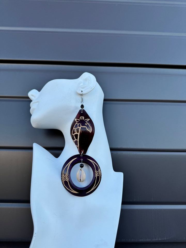 Deep Violet Calabash Tribal Expressions Earrings - Trufacebygrace