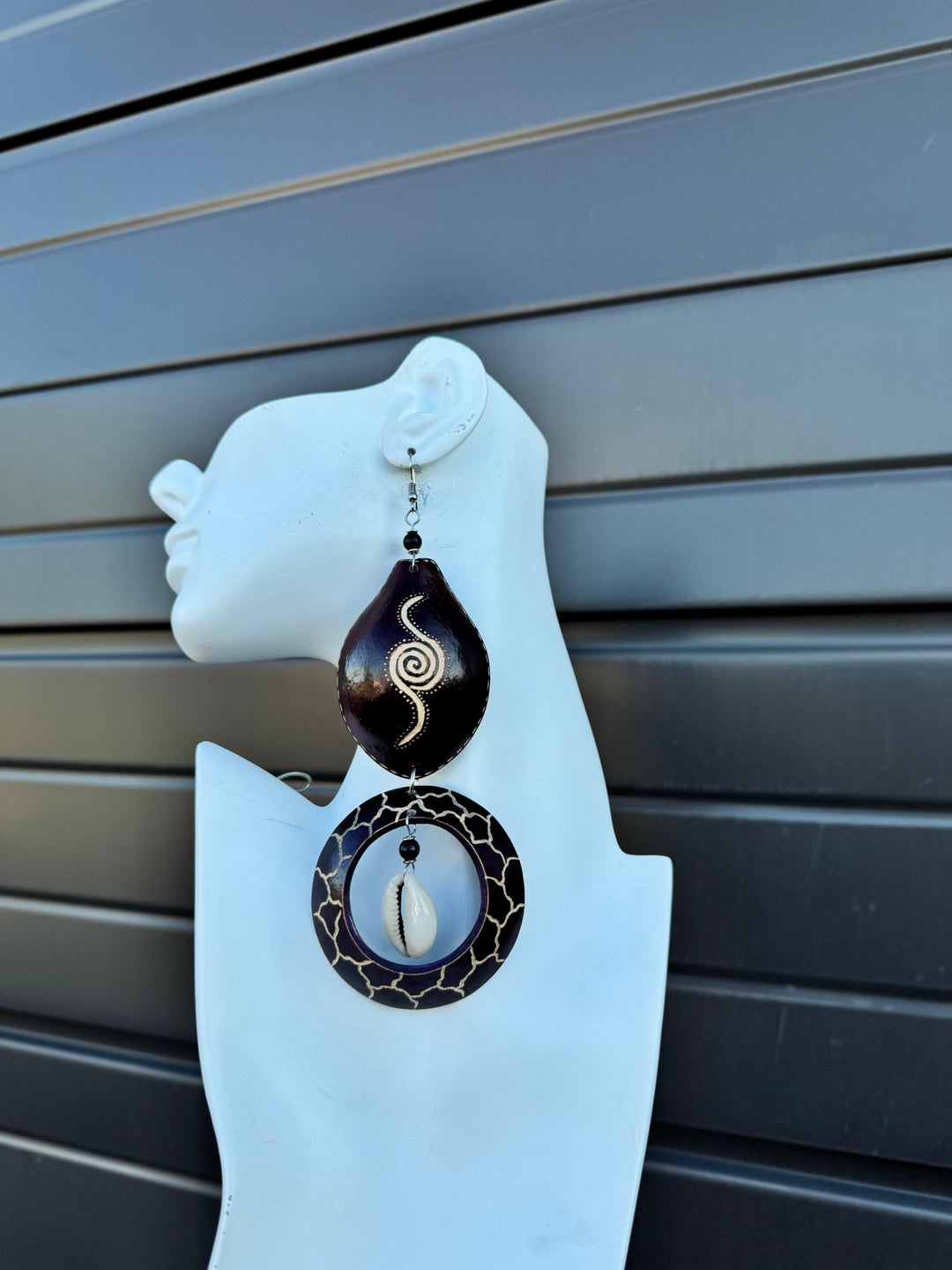 Deep Violet Calabash Tribal Expressions Earrings - Trufacebygrace