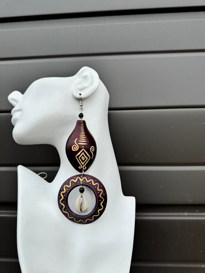 Deep Violet Calabash Tribal Expressions Earrings - Trufacebygrace