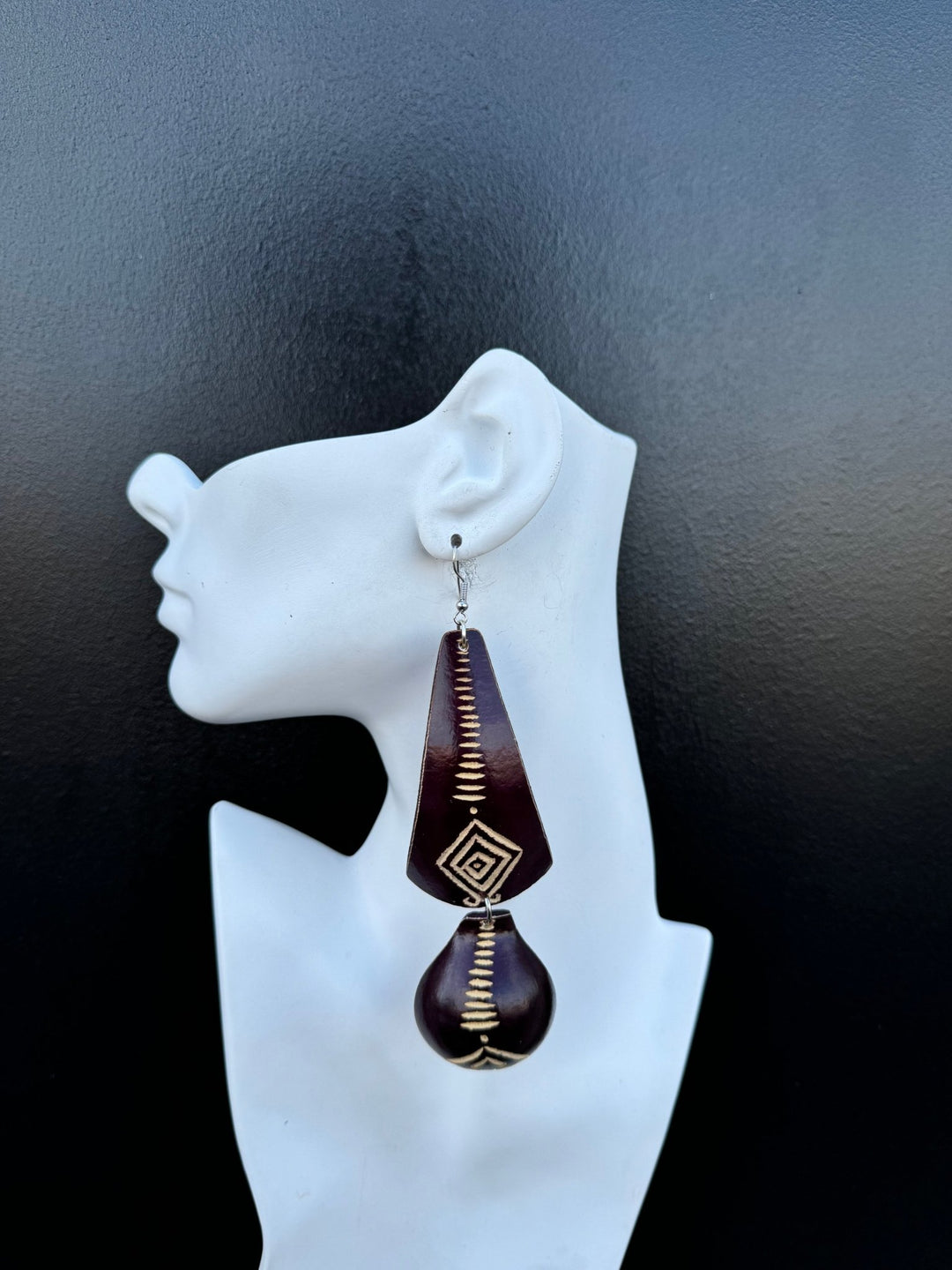 Deep Violet Calabash Tribal Expressions Earrings - Trufacebygrace