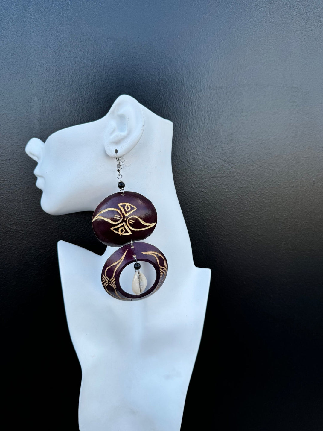 Deep Violet Calabash Tribal Expressions Earrings - Trufacebygrace