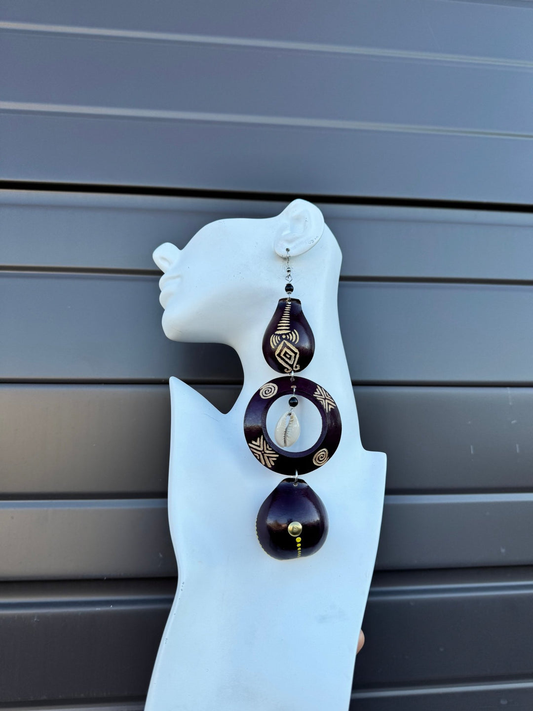 Deep Violet Calabash Tribal Expressions Earrings - Trufacebygrace