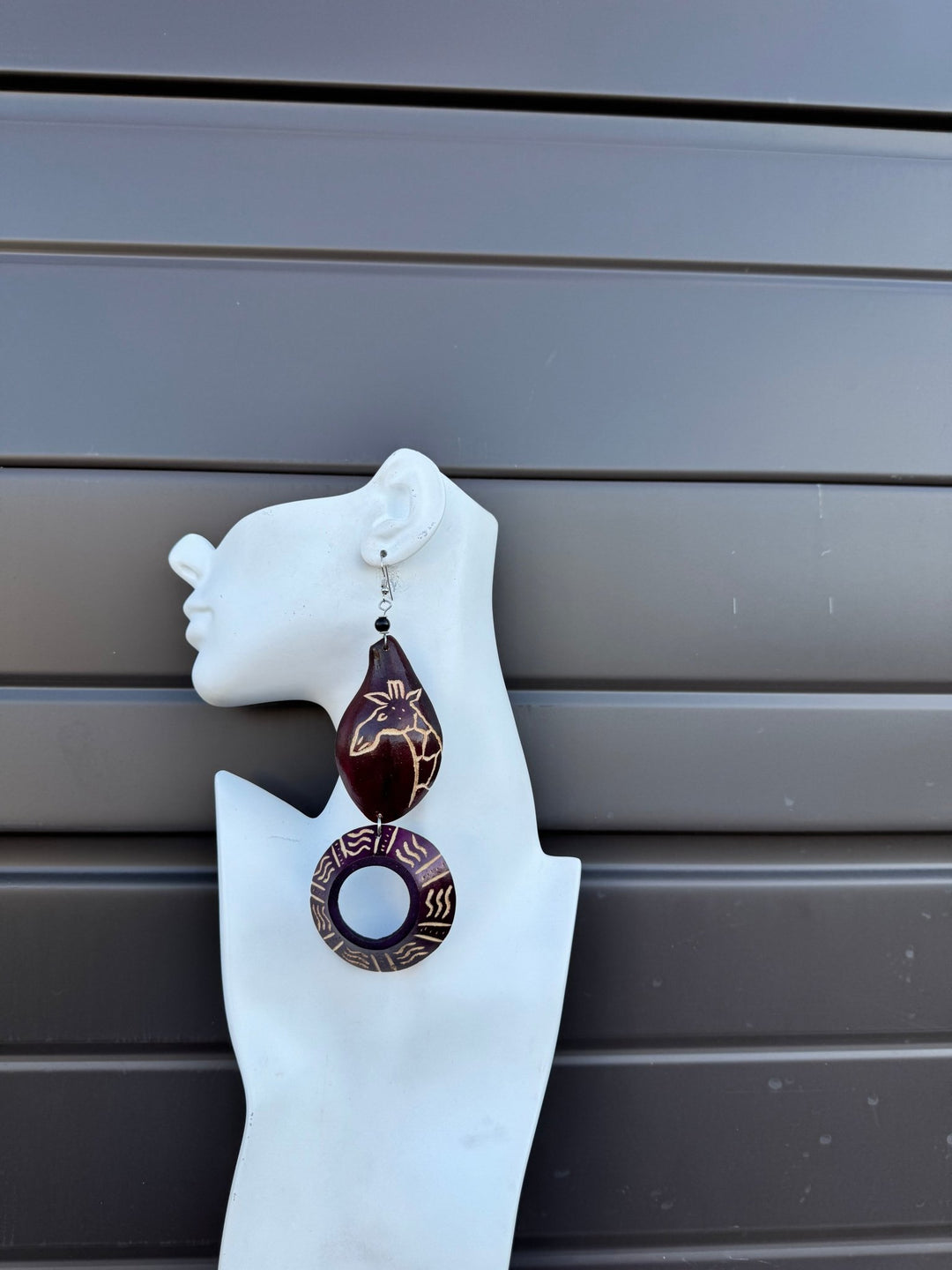 Deep Violet Calabash Tribal Expressions Earrings - Trufacebygrace