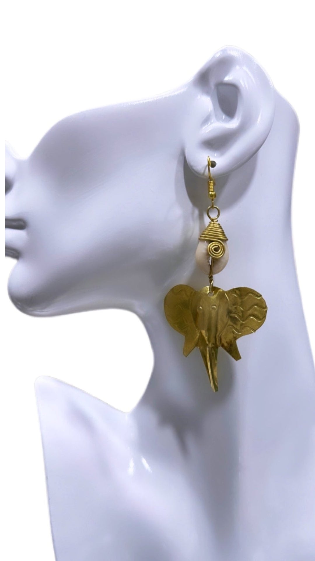 Elephant head solid Brass Earrings - Trufacebygrace