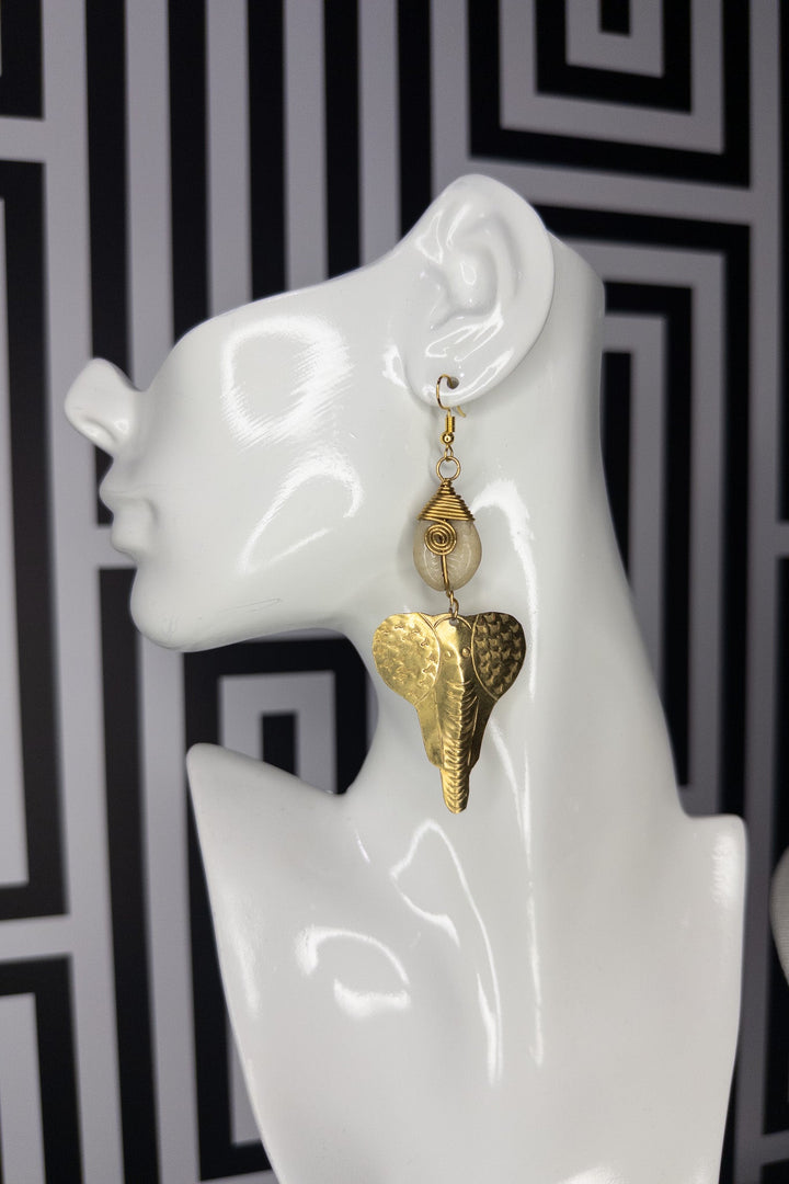 Elephant head solid Brass Earrings - Trufacebygrace