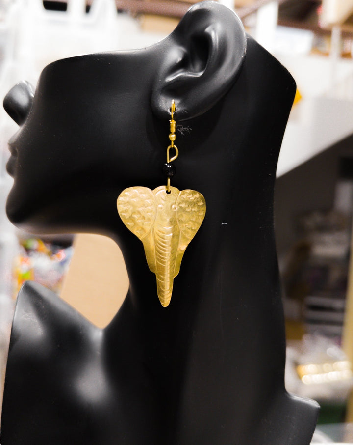 Elephant head solid Brass Earrings - Trufacebygrace