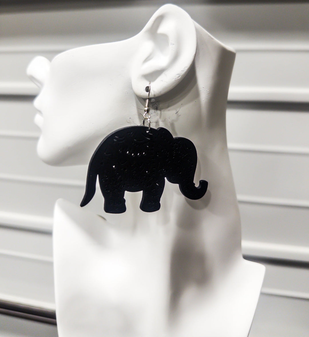 Elephant Wooden Earring - Trufacebygrace