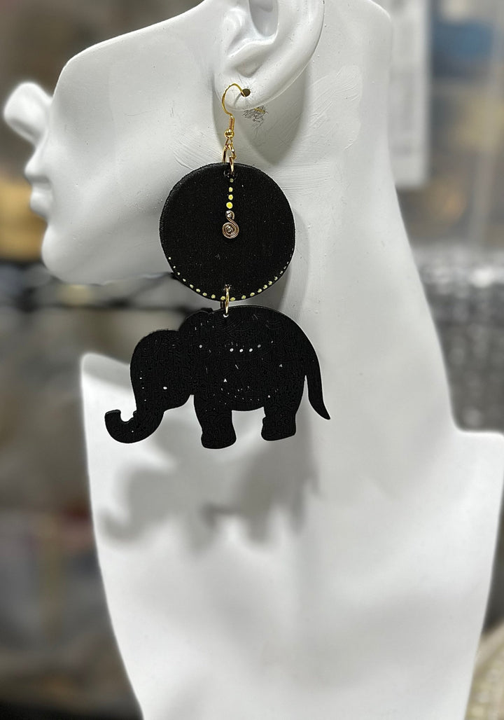 Elephant Wooden Earrings - Trufacebygrace