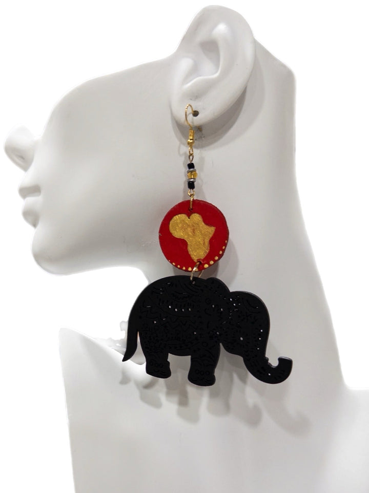 Elephant Wooden Earrings - Trufacebygrace