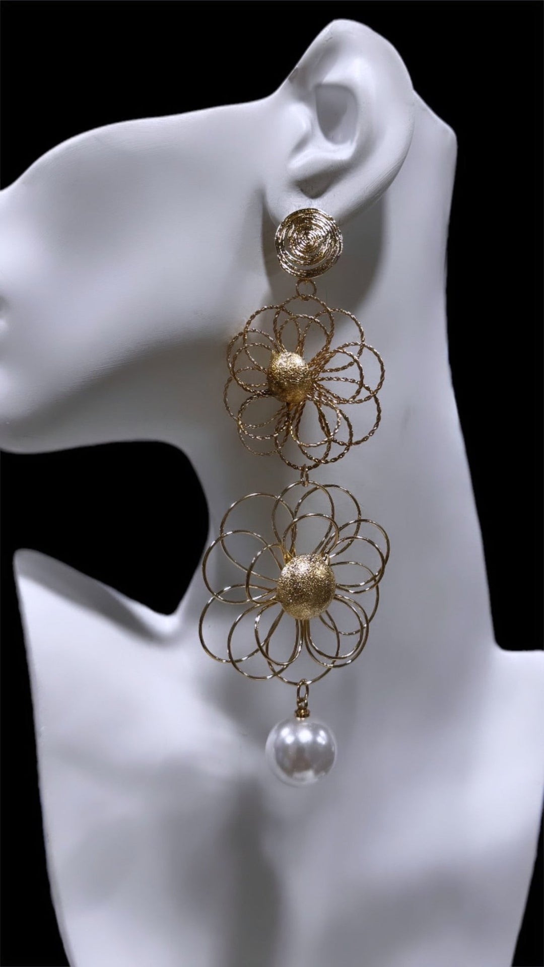 Esi Metal Flower with Pearl Earrings - Trufacebygrace