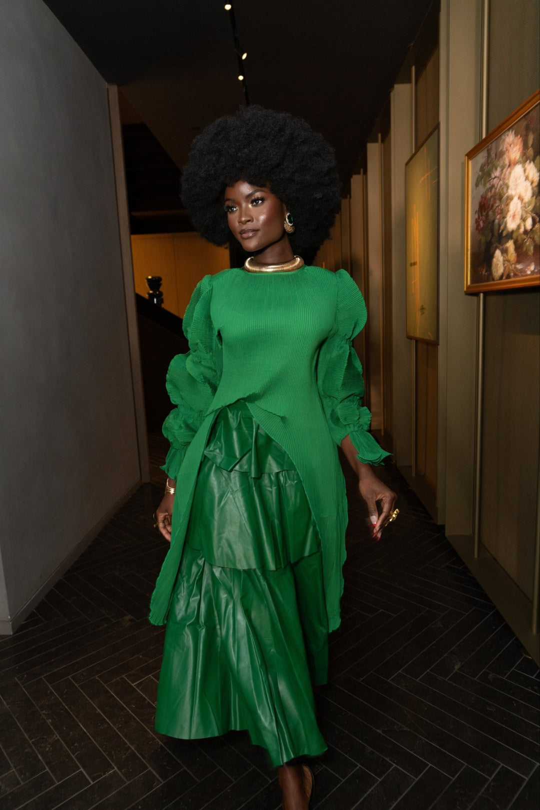 Fatima Tiered Faux Leather Midi Skirt Green 7 Tier -28 inch Waist - Handmade African Jewelry - TrufacebyGrace Fatima Tiered Faux Leather Midi Skirt Green 7 Tier -28 inch Waist - Handmade African Jewelry - TrufacebyGrace