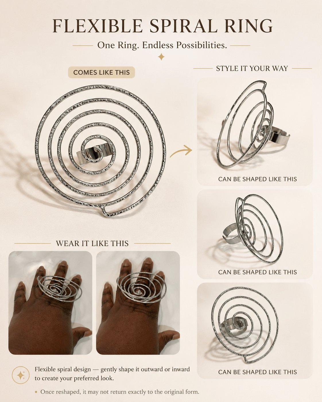 Flexible Spiral Statement Ring - Trufacebygrace