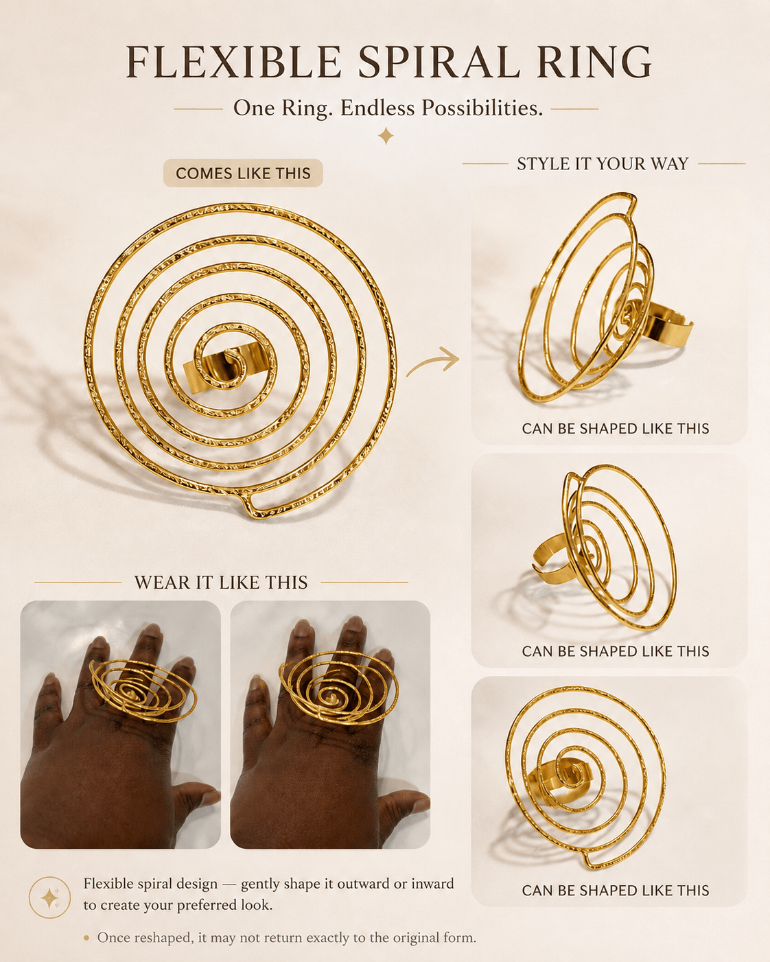 Flexible Spiral Statement Ring - Trufacebygrace