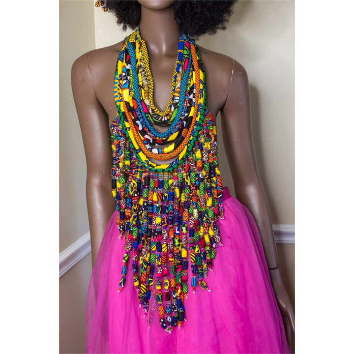 Frema Kandy Wrapped Ankara Fabric Neckpiece - Trufacebygrace