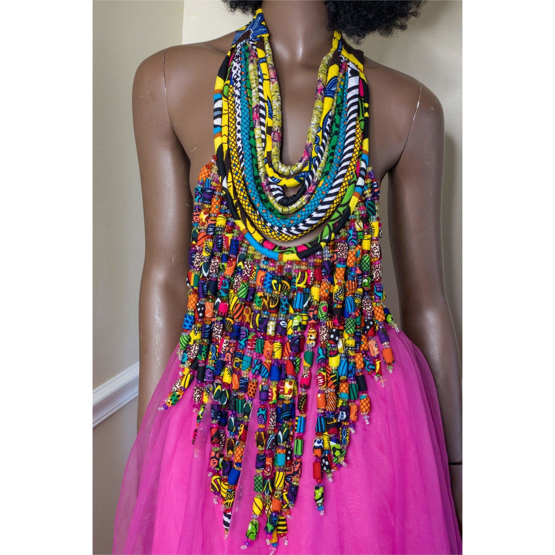 Frema Kandy Wrapped Ankara Fabric Neckpiece - Trufacebygrace