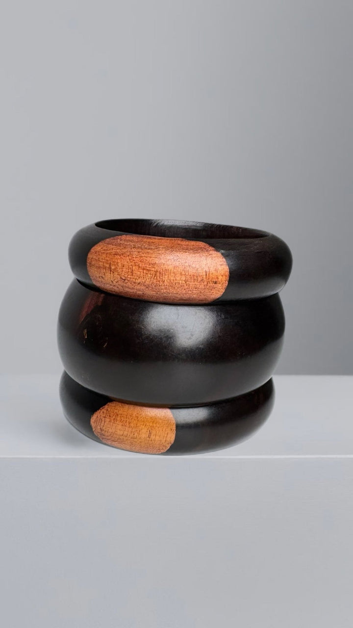 Genuine Ebony Wood stacked Bangles Set - Trufacebygrace