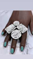 Geometric Harmony Sterling Silver Plated Adjustable Statement Ring - Trufacebygrace