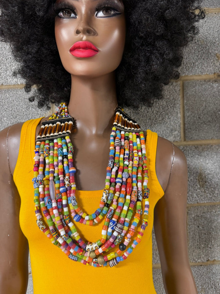 Ghanaian Glass beads /Krobo beads Necklace - Trufacebygrace