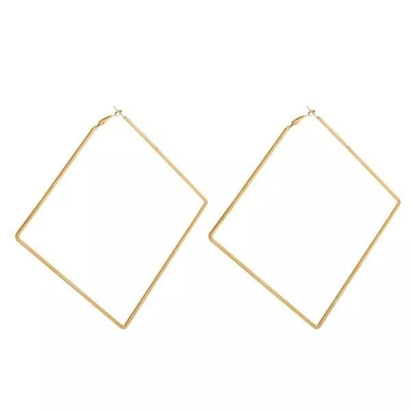 Giant square Gold Hoops Earrings - Trufacebygrace