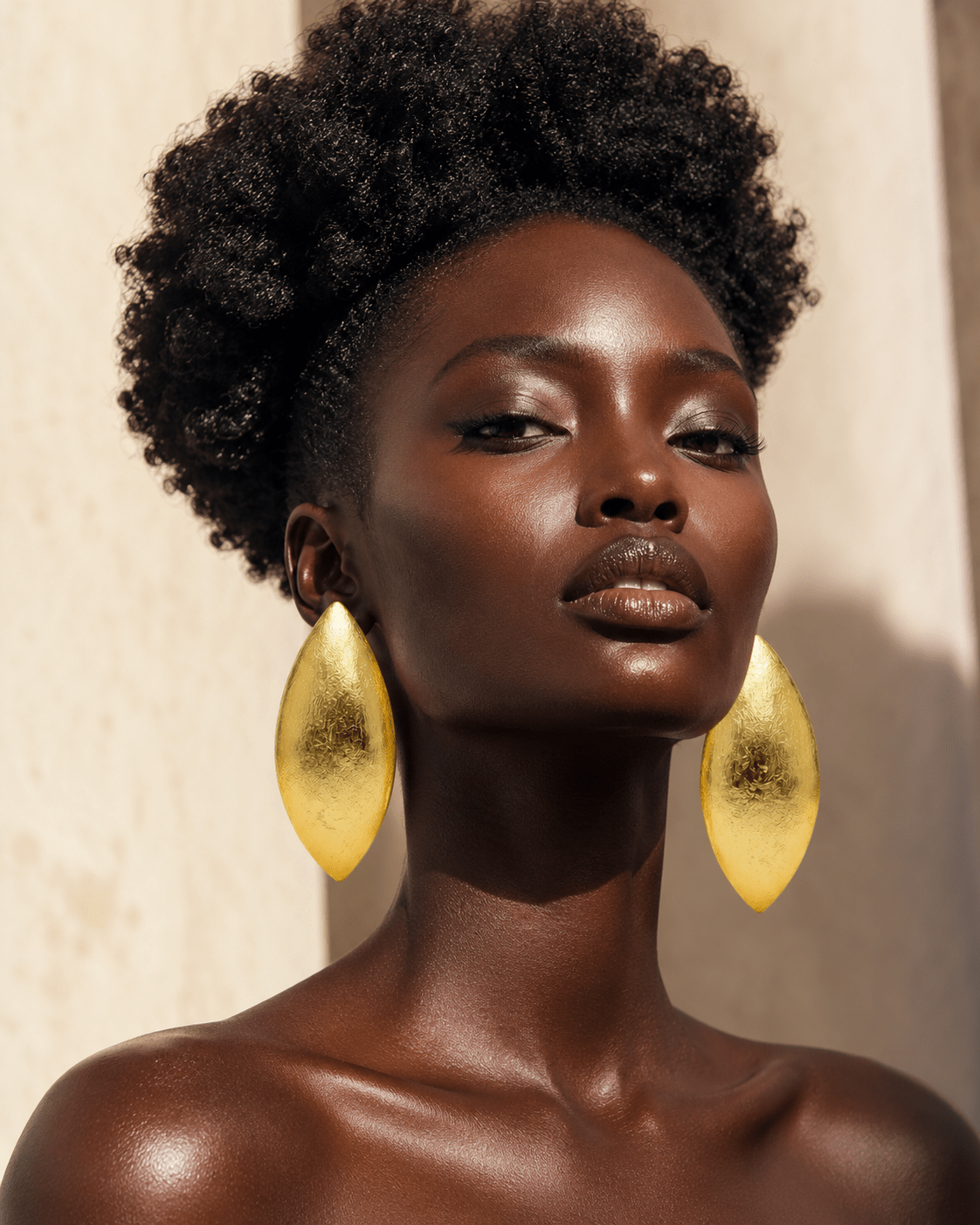 Gilded Gold Almond stud Earrings - Trufacebygrace