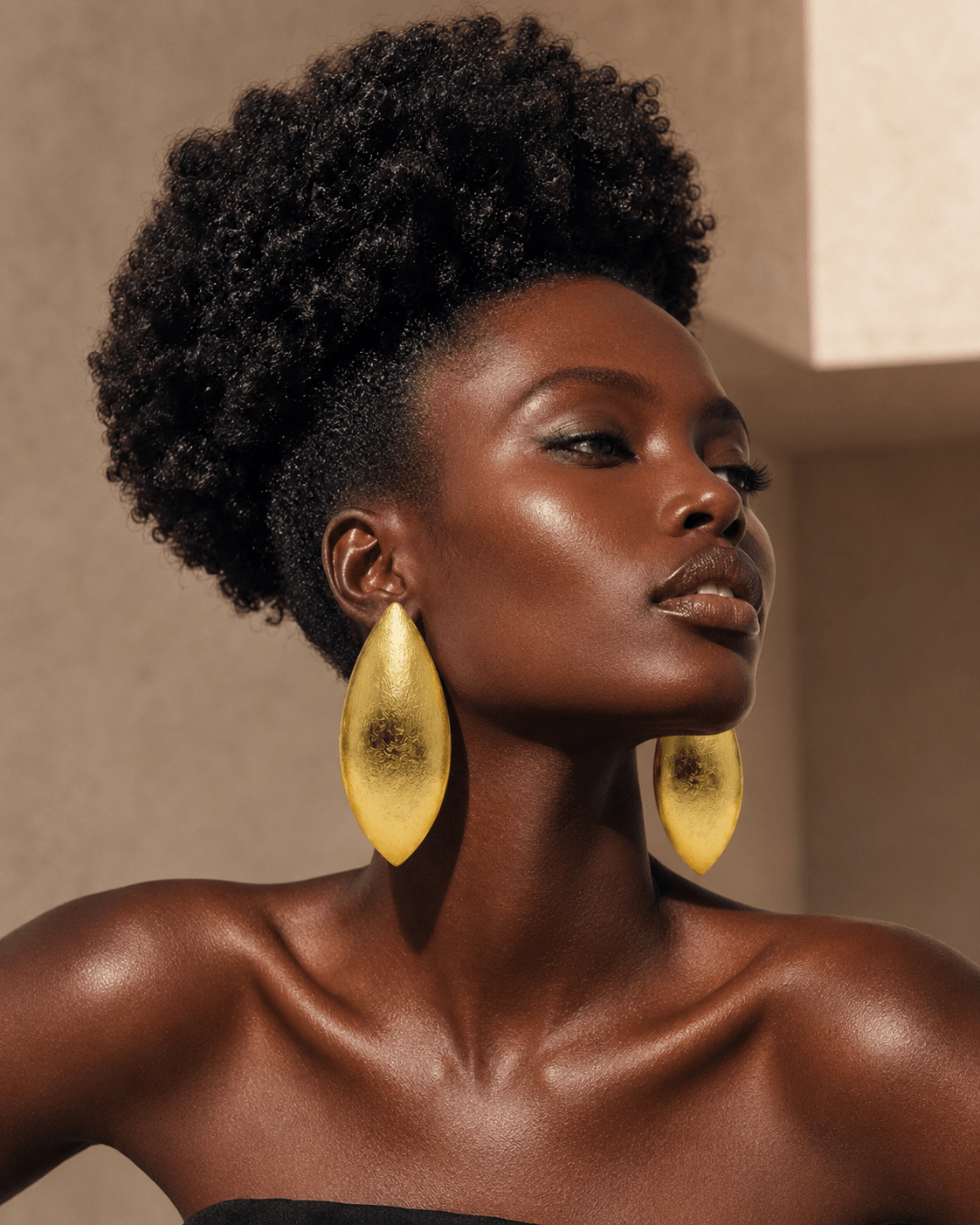 Gilded Gold Almond stud Earrings - Trufacebygrace