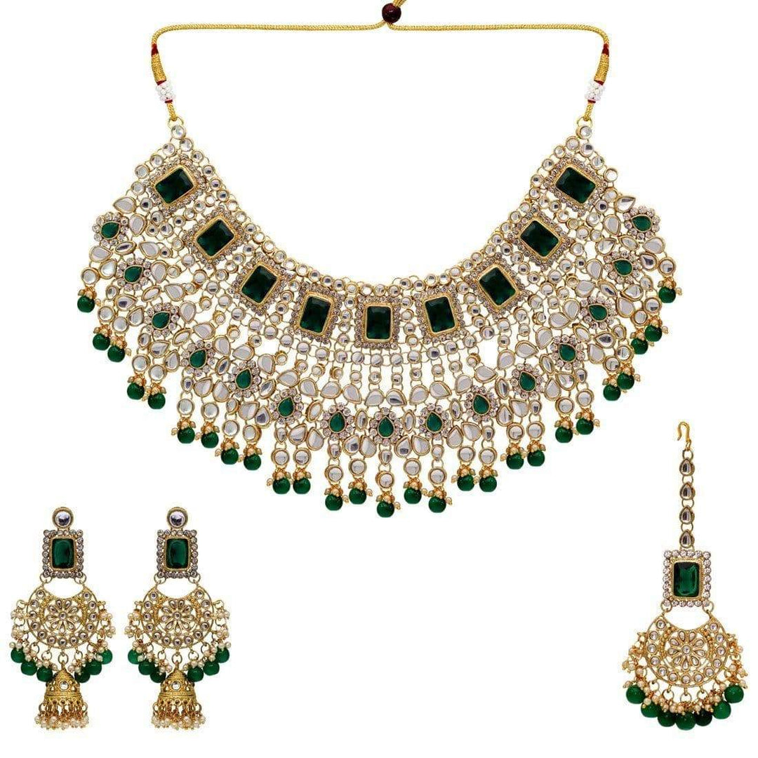 Goddess Durga Green Kundan Set - Trufacebygrace