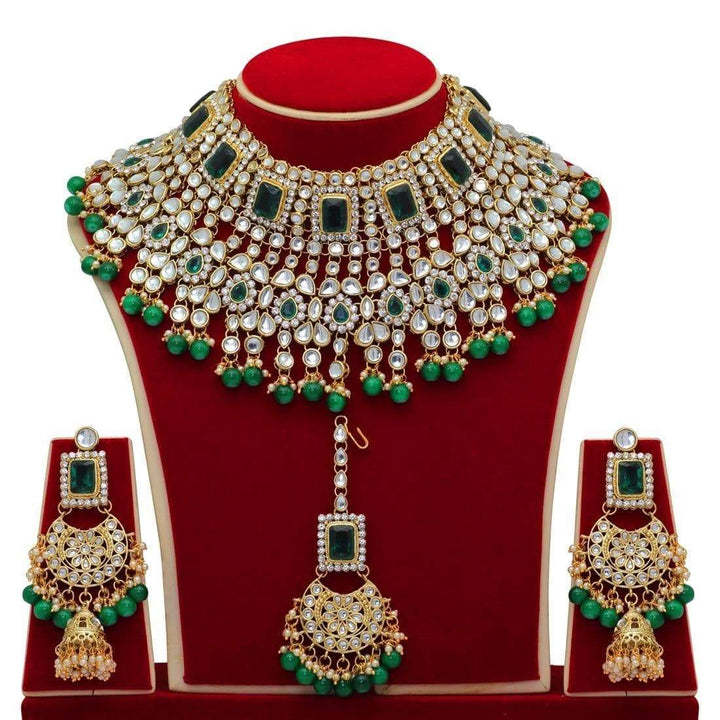 Goddess Durga Green Kundan Set - Trufacebygrace