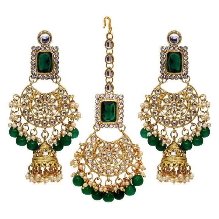 Goddess Durga Green Kundan Set - Trufacebygrace