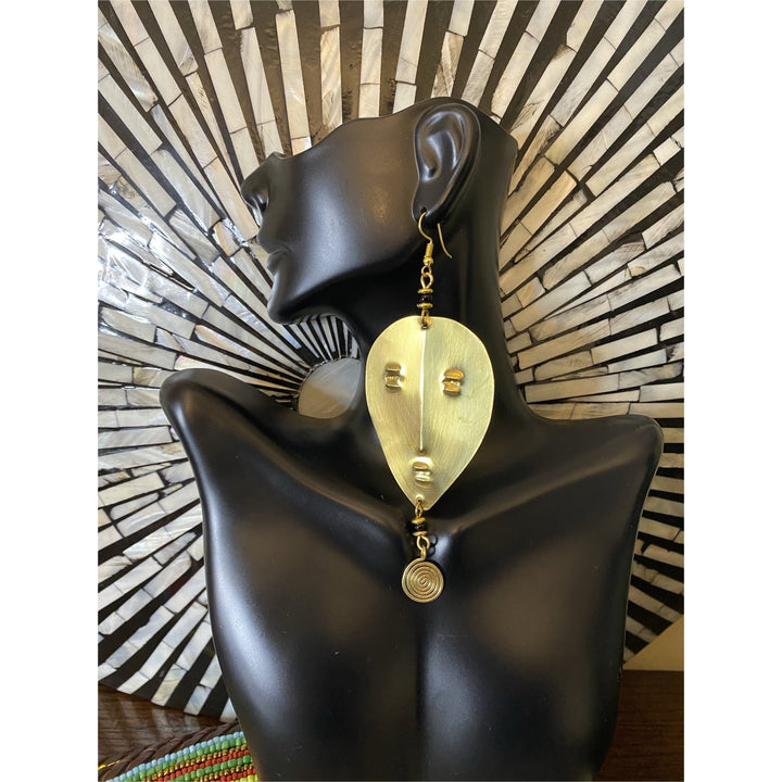 Gold Face Mask brass Earrings - Trufacebygrace