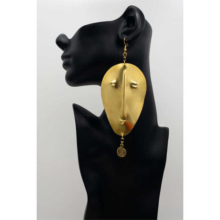 Gold Face Mask brass Earrings - Trufacebygrace