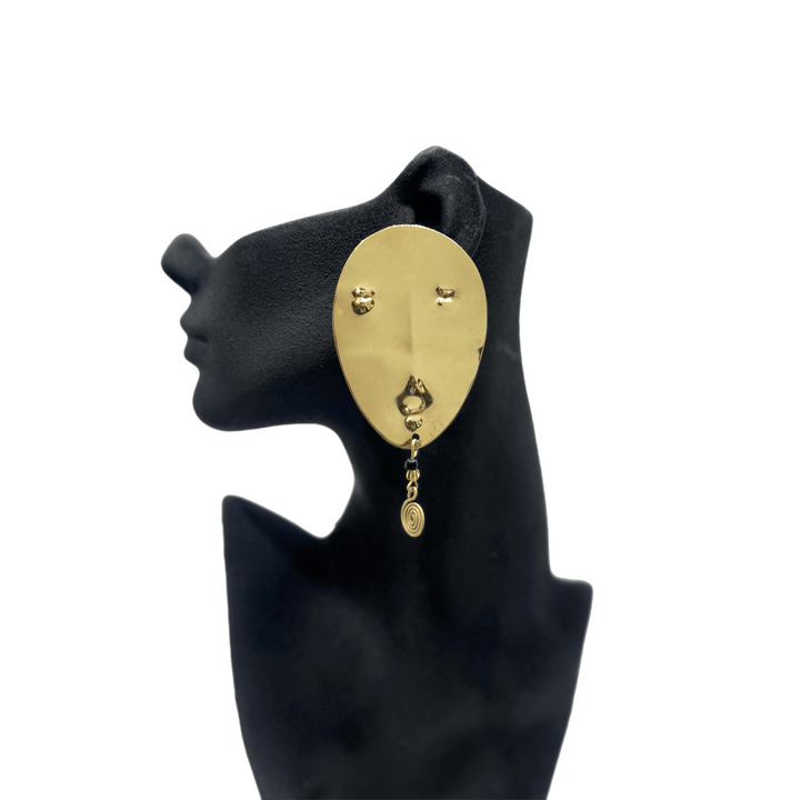Gold Face Mask brass Earrings - Trufacebygrace