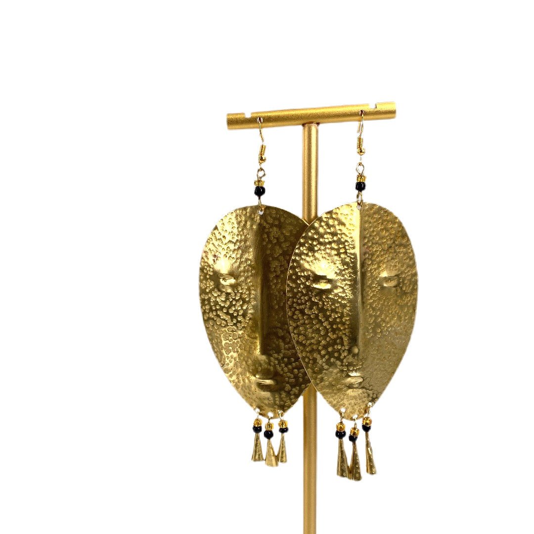 Gold Face Mask brass Earrings - Trufacebygrace