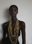 Gold - Woven Ankara Fabric Link Necklace - Trufacebygrace