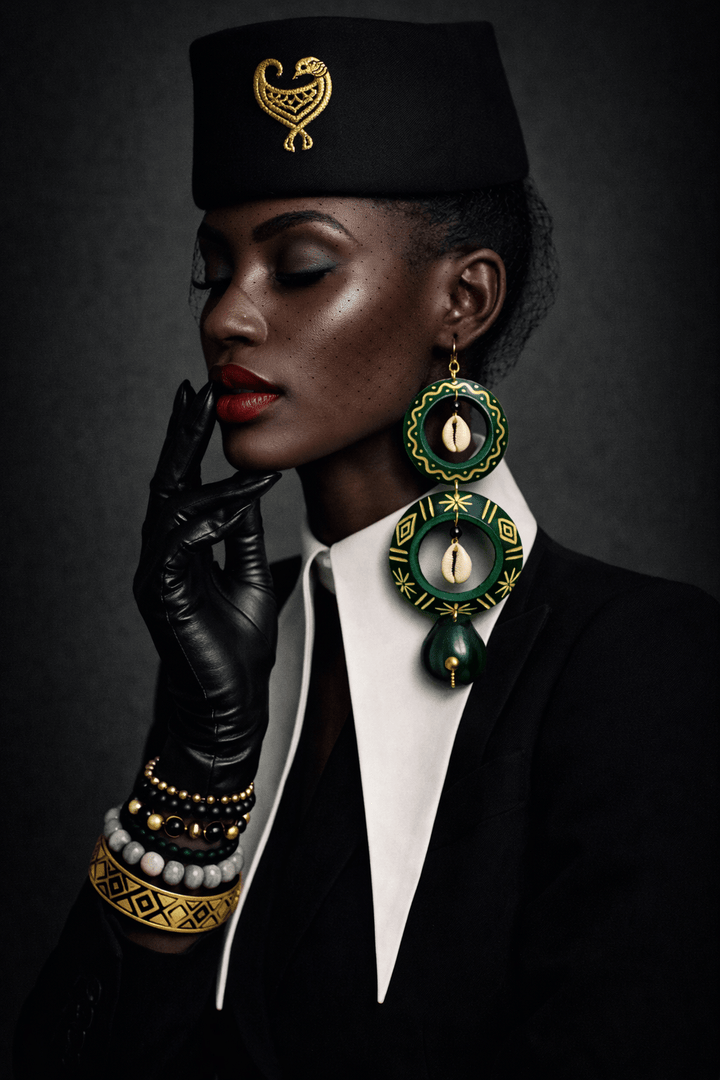 Green Calabash Tribal Expressions Earrings - Trufacebygrace