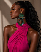 Green Dots Tribal Calabash Earrings - Trufacebygrace