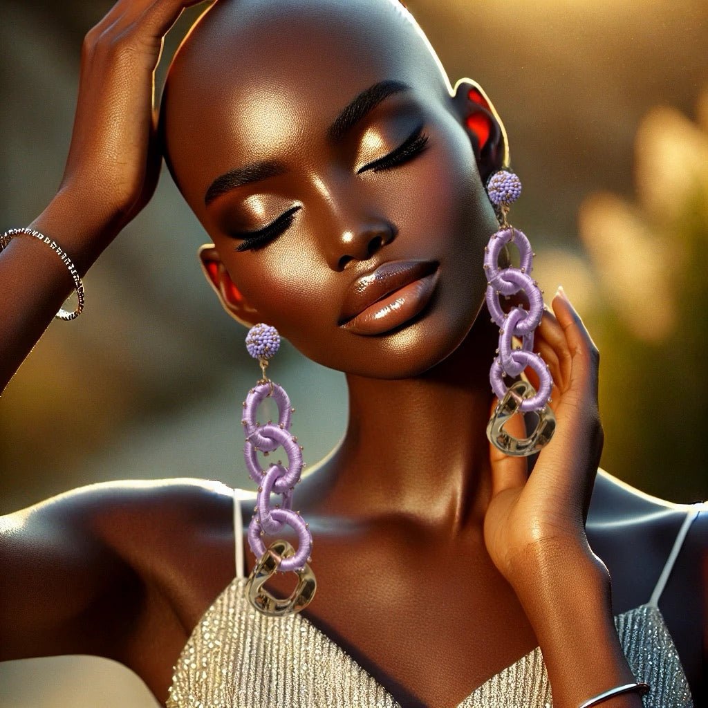 Gyedzi Lavender Link Tassel Earrngs - Trufacebygrace