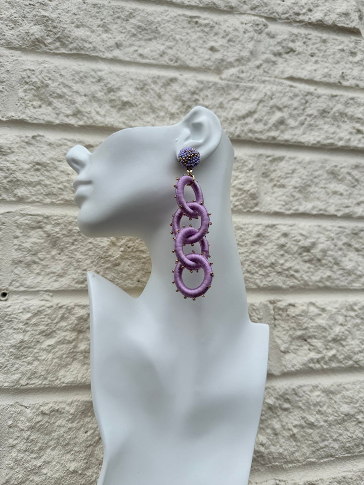 Gyedzi Lavender Link Tassel Earrngs - Trufacebygrace