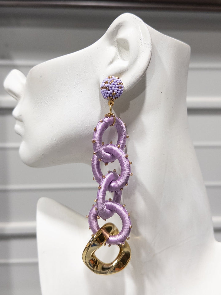 Gyedzi Lavender Link Tassel Earrngs - Trufacebygrace