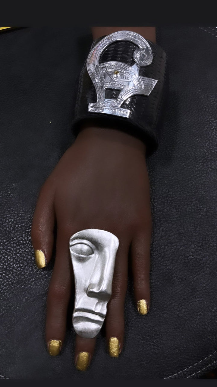 Half face Mask Gold Plated on Brass Statement Adjustable Ring - Trufacebygrace