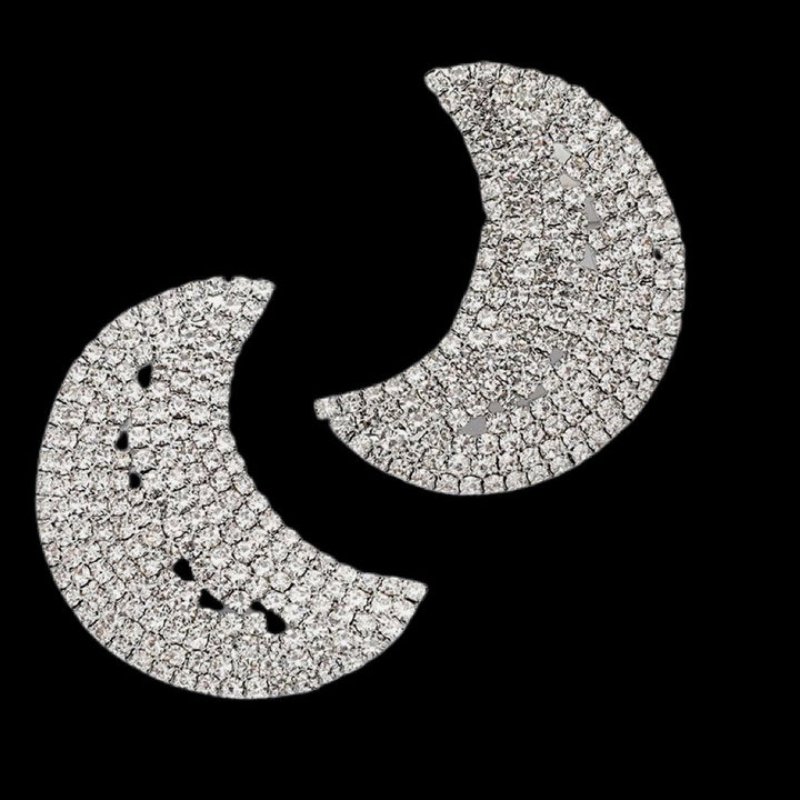 Half Moon Rhinestone Oversized Stud Earrings - Trufacebygrace